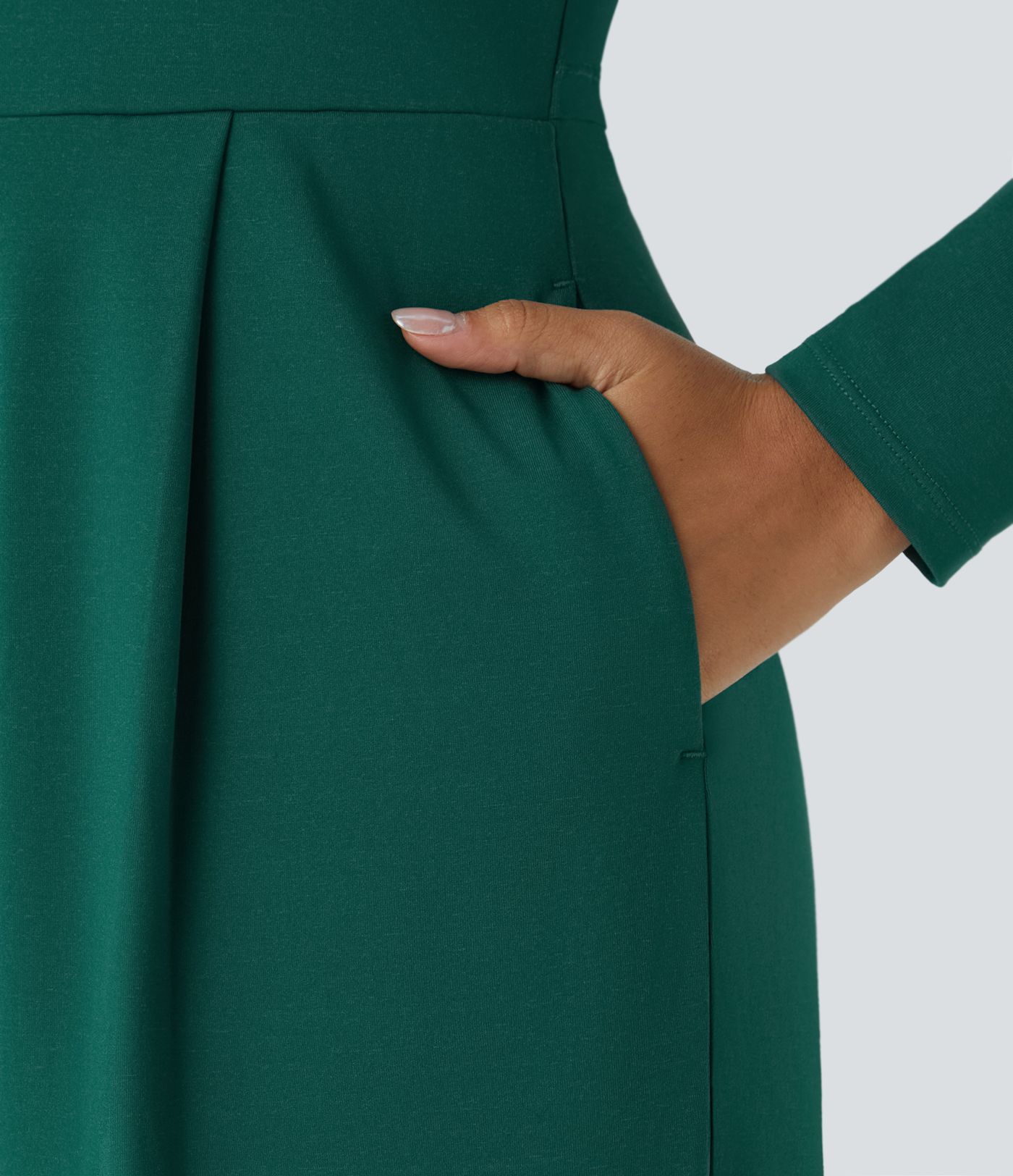 Jumpsuit für Brautjungfern und Hochzeitsgäste mit langen Ärmeln, Seitentasche, unsichtbarem Reißverschluss und weitem Bein - pipi-praktisch