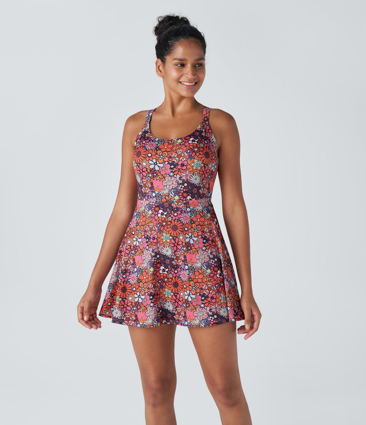 Floral Print Pickleball Active Dress-Easy Peezy Edition