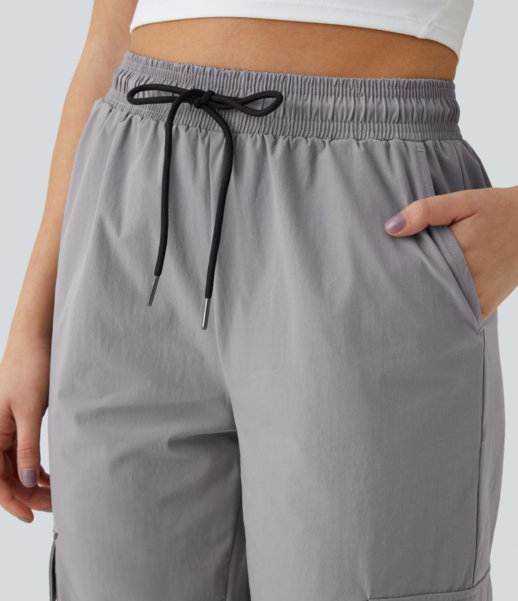 Mid Rise Drawstring Pocket Casual Cargo Joggers