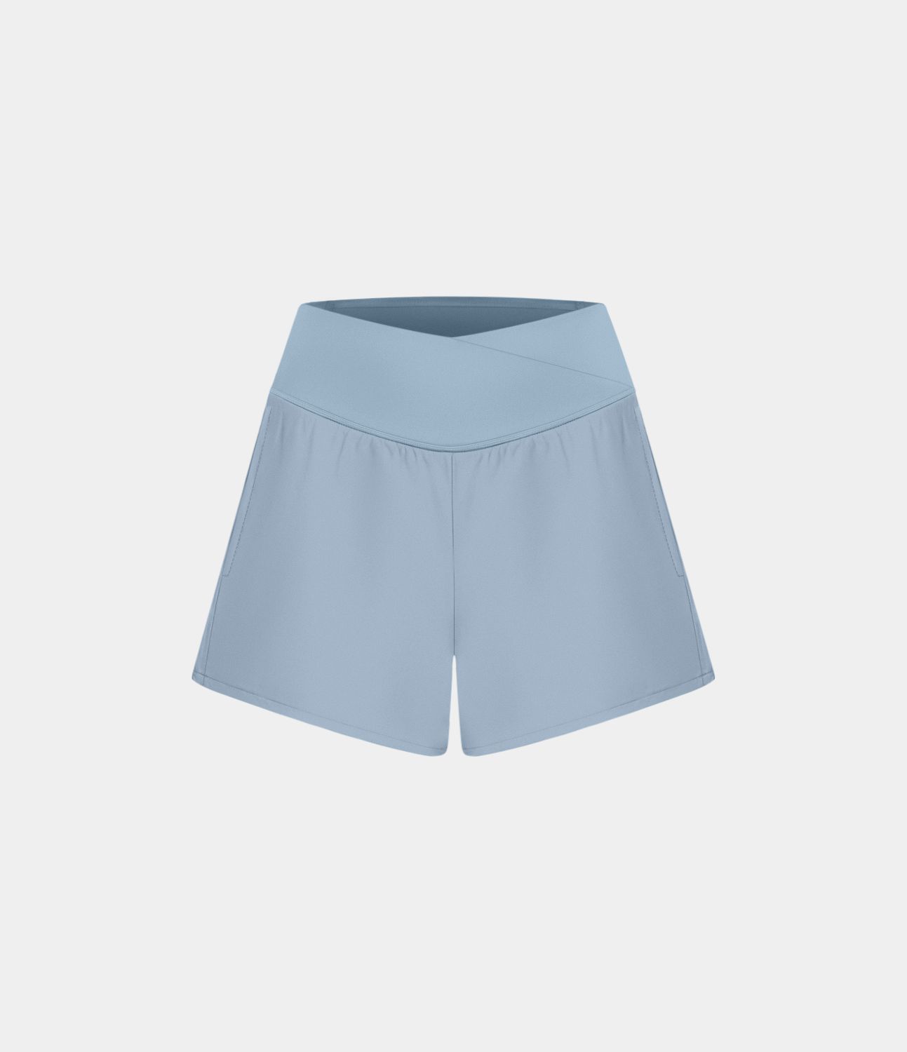 Breezeful™ 2-in-1 Crossover-Yoga-Shorts mit hohem Bund und Seitentaschen - schnelltrocknend, 10,2 cm