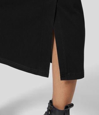 Halara Flex™ High Waisted Multiple Pockets Split Cool Touch Washed Stretchy Knit Denim Casual Skirt