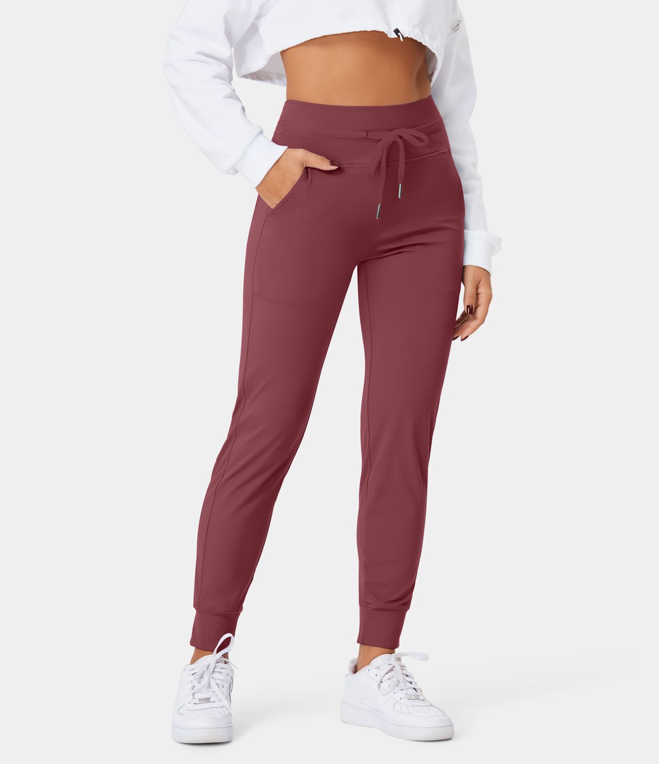 Softlyzero™ Plush Jogginghose mit hohem Bund, Kordelzug, Seitentasche, schlichte Jogginghose in voller Länge