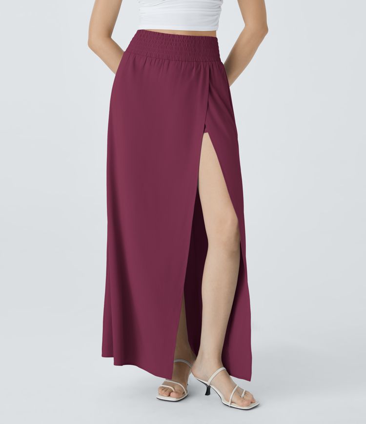 Breezeful™ High Waisted 2-in-1 Pocket Flowy Maxi Quick Dry Casual Skirt