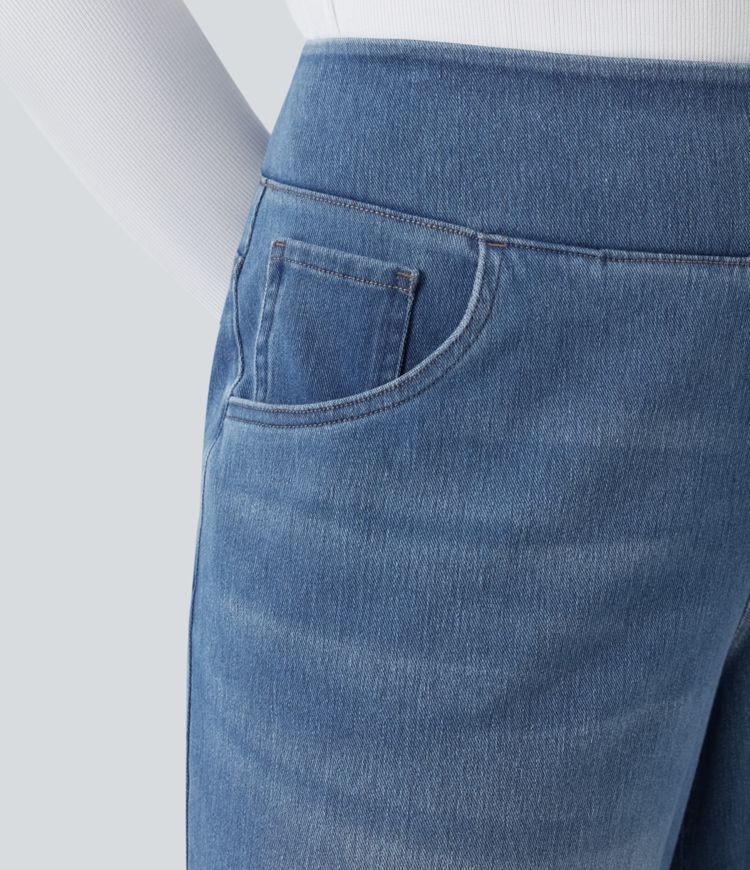 Halara Flex™ High Waisted Pockets Baggy Wide Leg Washed Casual Plus Size Jeans