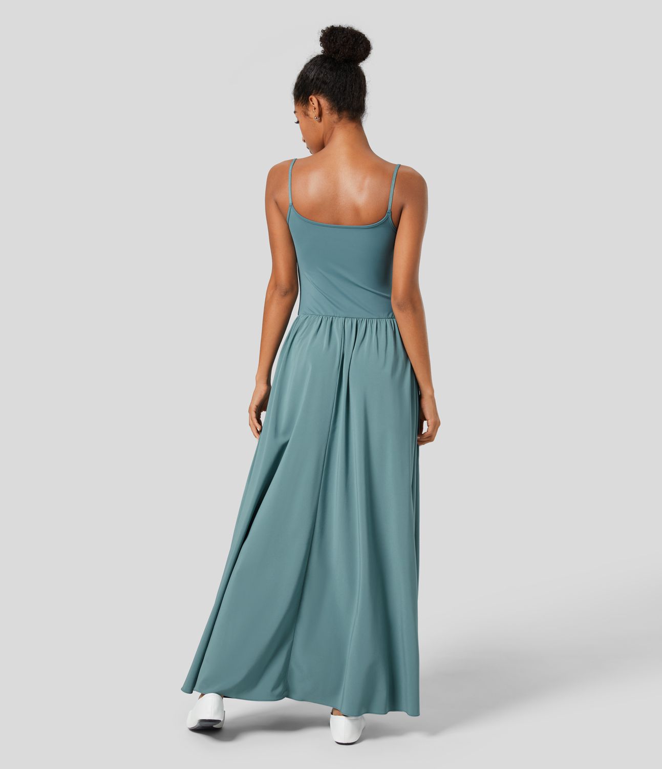 Breezeful™ Backless Side Pocket Flowy Flare Maxi Quick Dry Casual Slip Dress