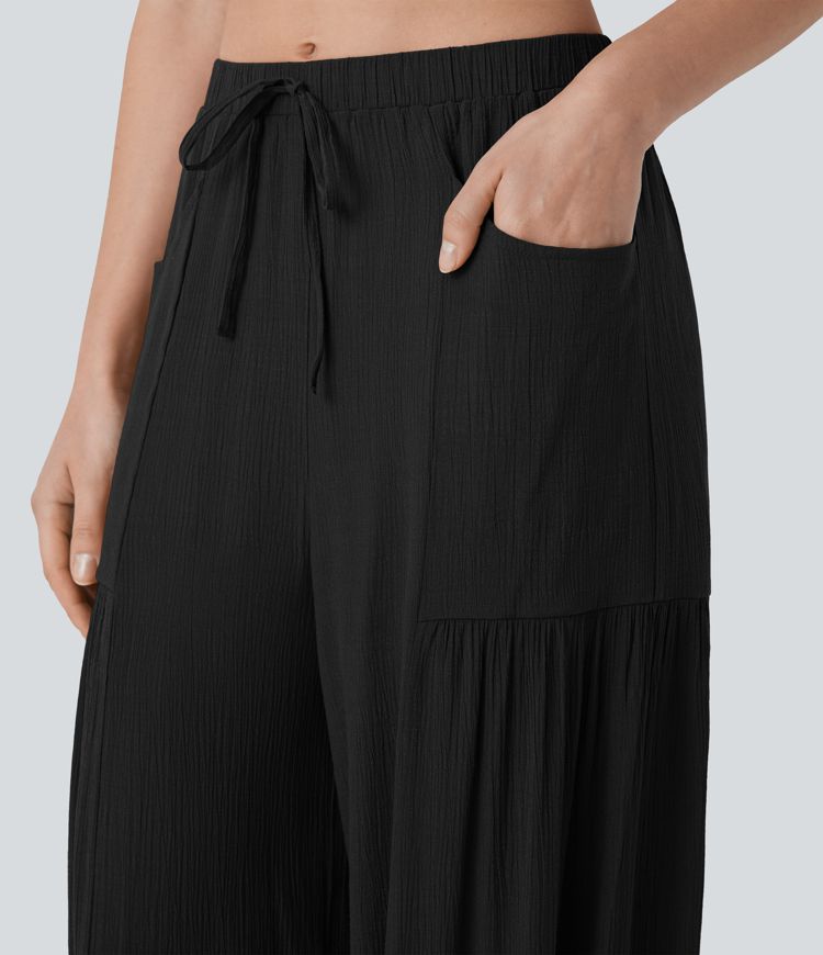 Mid Rise Drawstring Pocket Relax Joggers