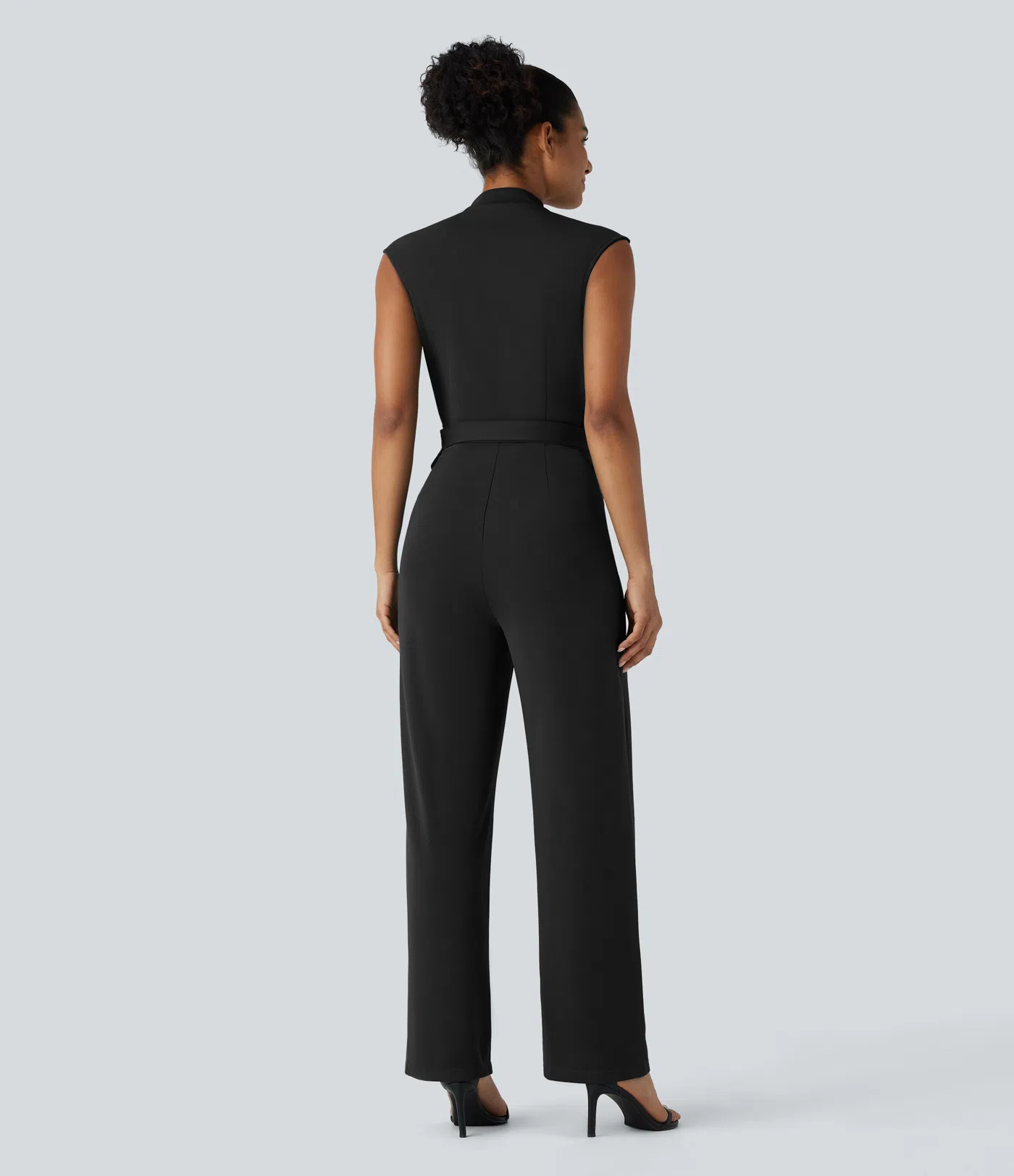 Sleeveless Button Belted Side Pocket Invisible Zipper Work Jumpsuit-Easy Peezy Edition
