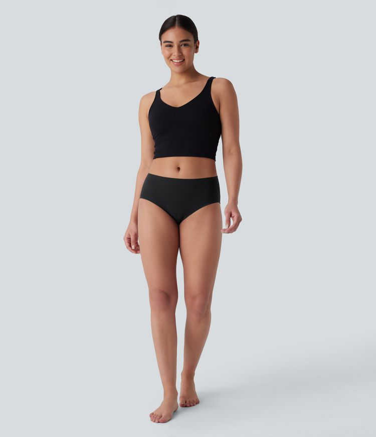 Seamless Mid Rise Casual Leak Protection Underwear Panties