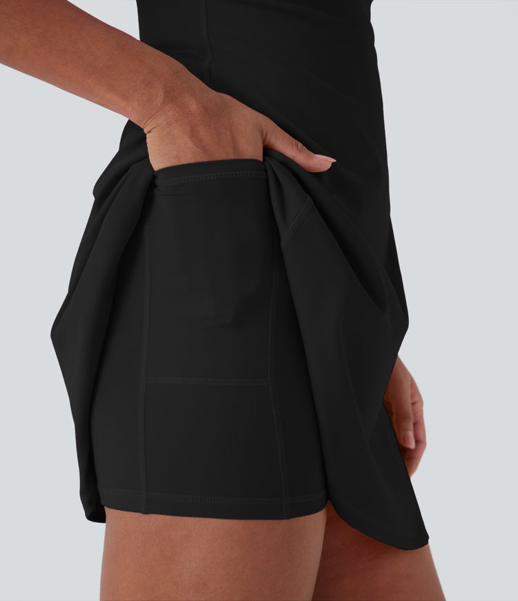 SoftlyZero™ 2-in-1 Mini-Yoga-Aktivkleid mit Tasche – Easy Peezy Edition – UPF50+