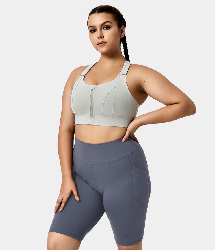 Women’s High Waisted Side Pocket Plus Size Biker Shorts Halara