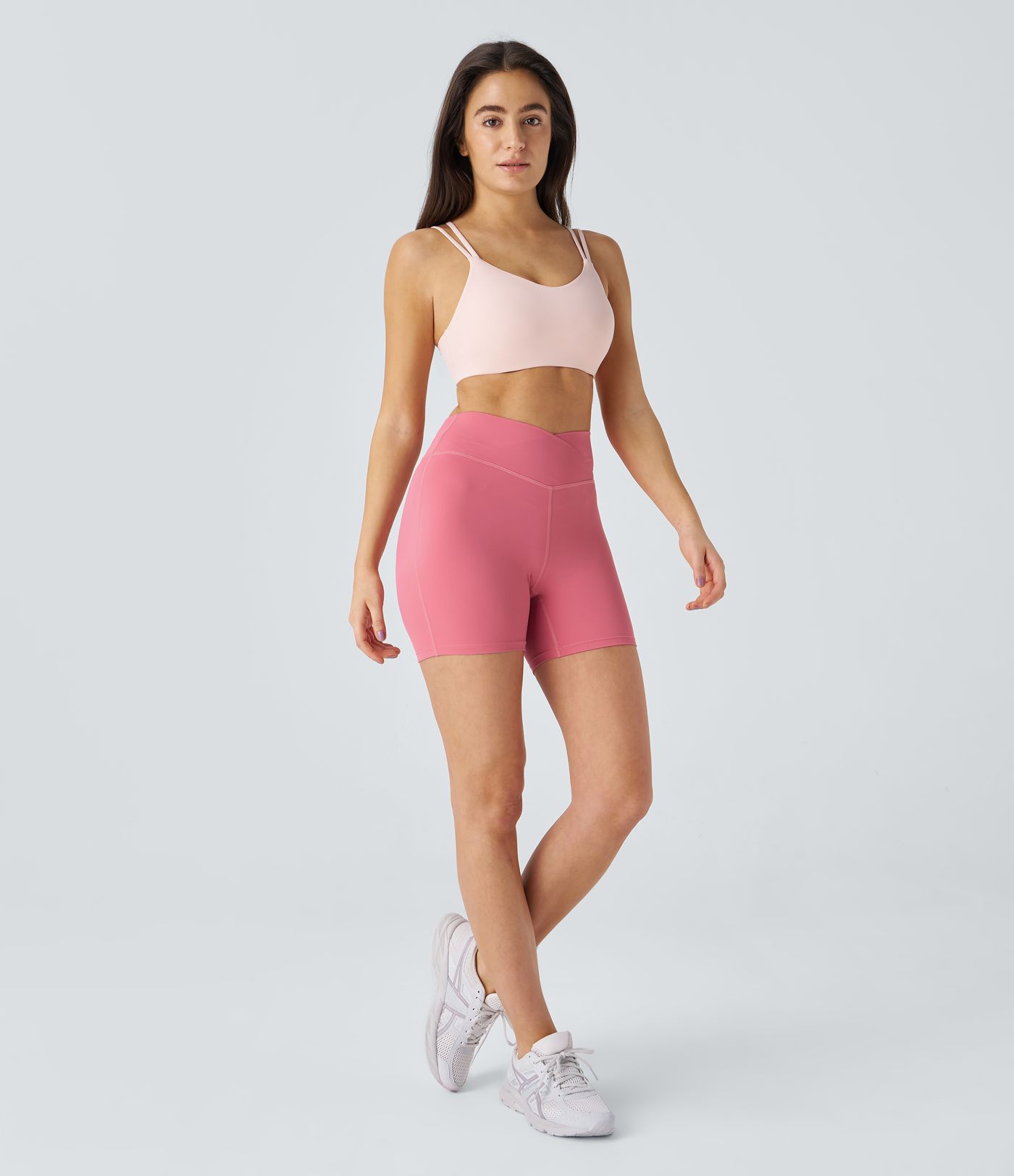 SoftlyZero™ Plush High Waisted Crossover Ruched Yoga Shorts 5''