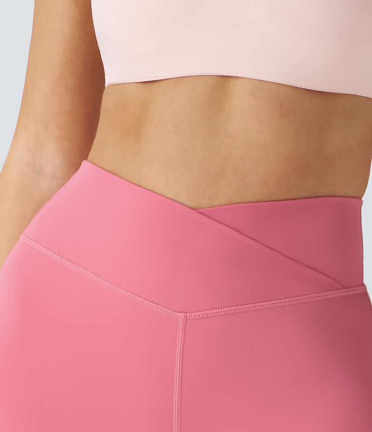 SoftlyZero™ Plush High Waisted Crossover Ruched Yoga Shorts 5''