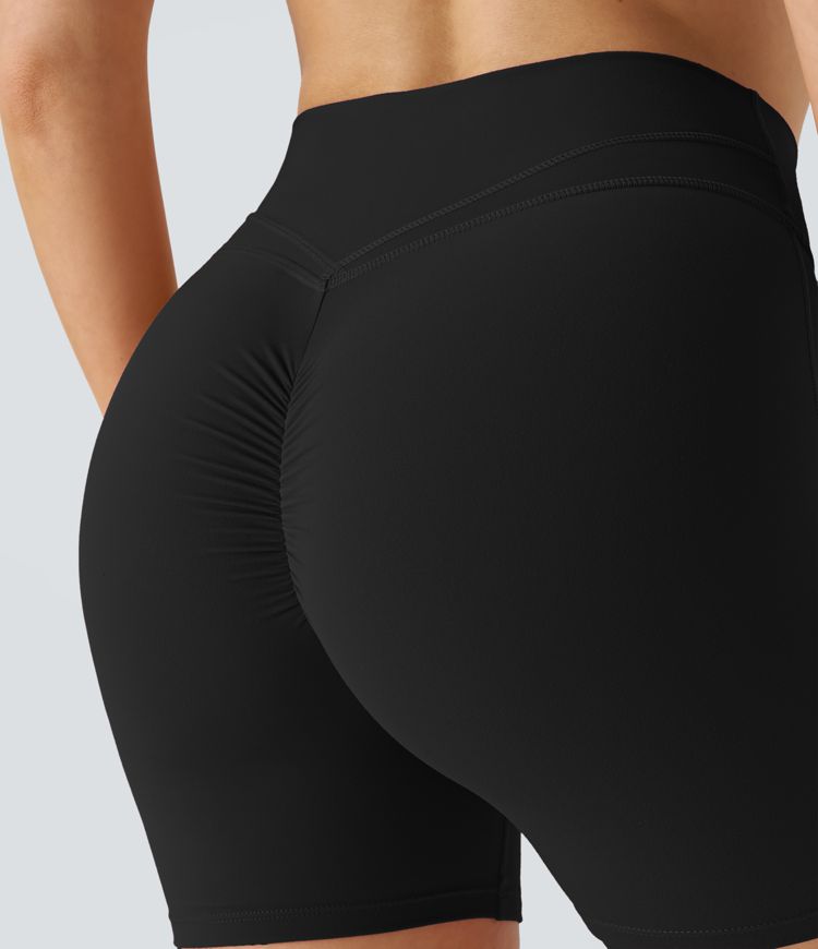 Softlyzero™ Plush Shorts 12,5cm Yoga Taille Haute Croisés Froncés