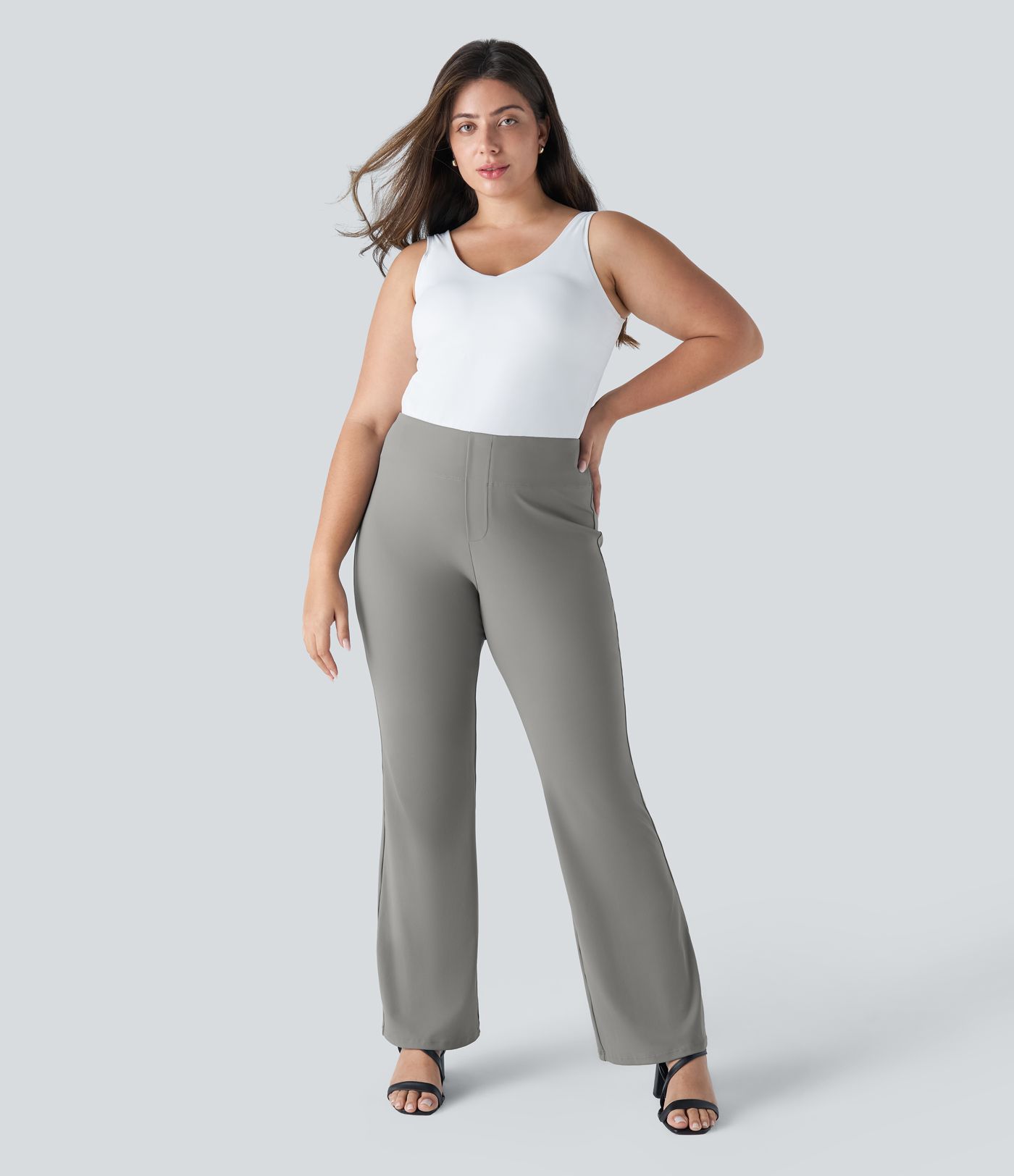 Pantalones de Trabajo Halara Flex™ de Cintura Alta con Bolsillos para Tallas Grandes