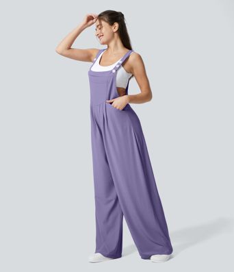 Pockets Waffle Casual Overalls