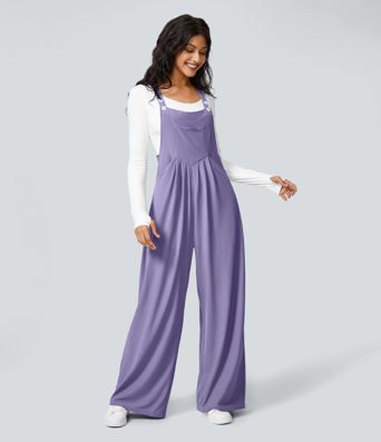 Pockets Waffle Casual Overalls