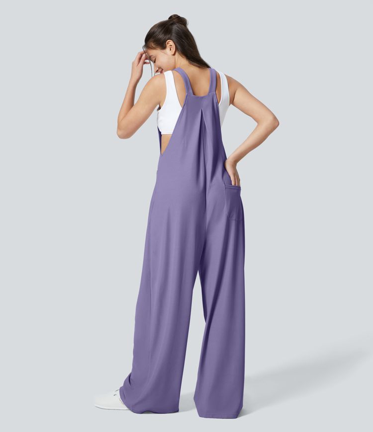 Pockets Waffle Casual Overalls