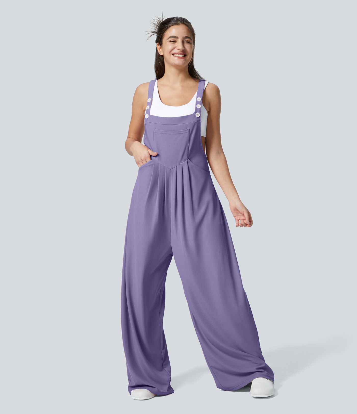 Pockets Waffle Casual Overalls