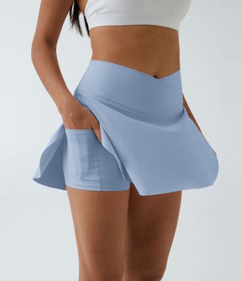 Softlyzero™ Airy Crossover Side Pocket 2-in-1 Cool Touch Tennis Skirt-Lucid-Longer Length-UPF50+