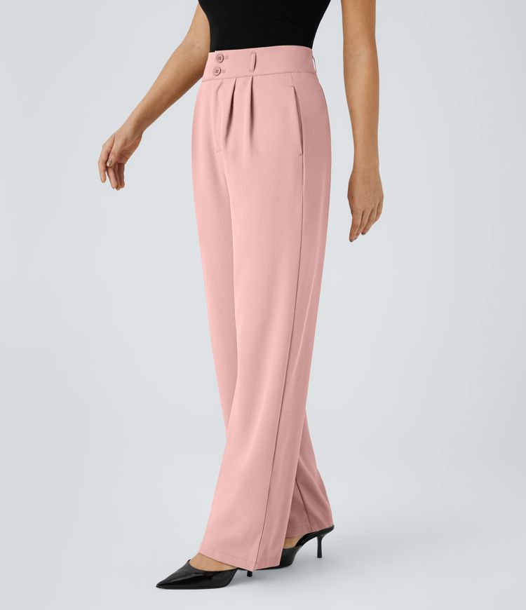 Halara Flex™ High Waisted Zipper Pocket Shirred Straight Leg Work Pants