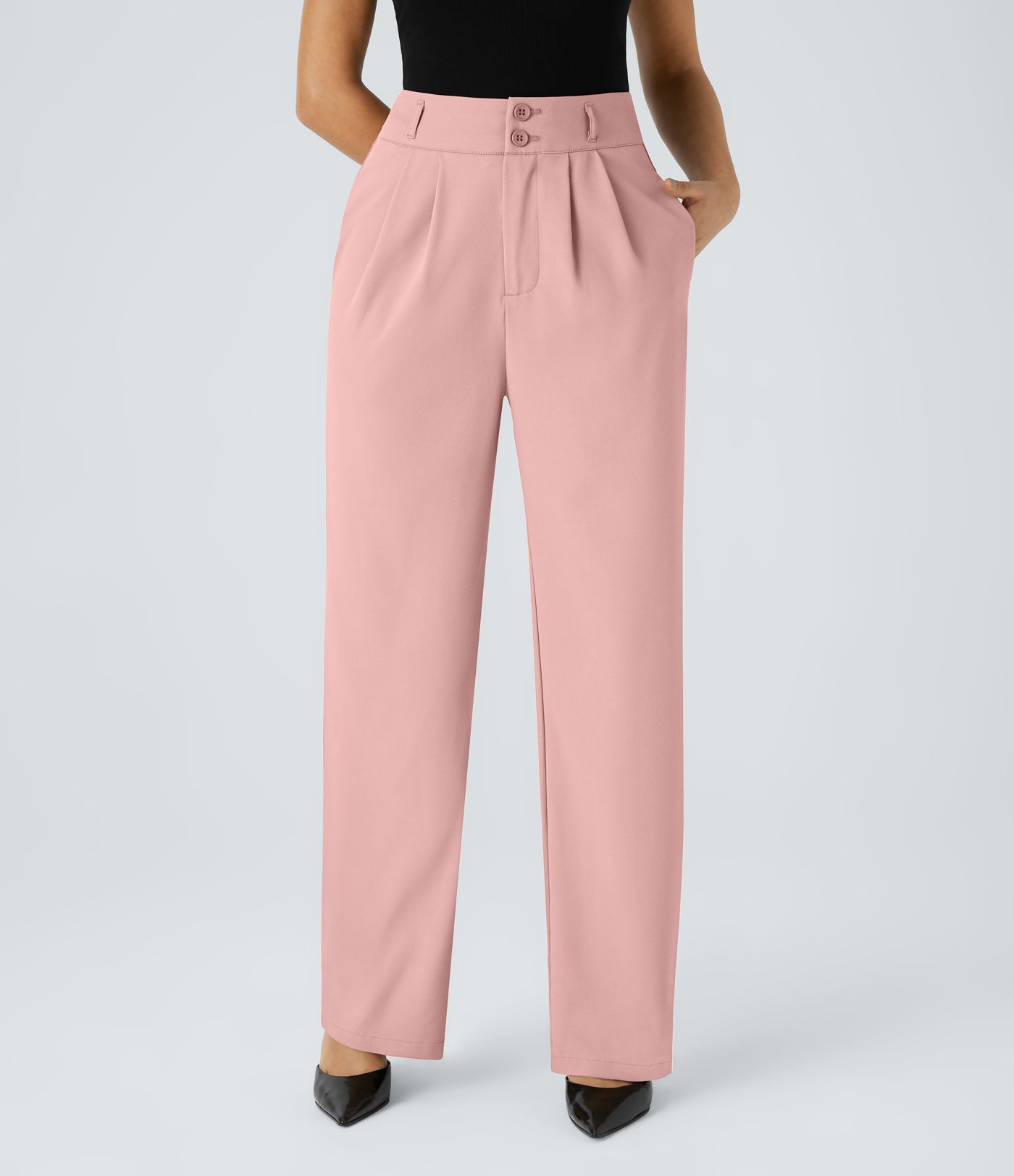 Halara Flex™ High Waisted Zipper Pocket Shirred Straight Leg Work Pants
