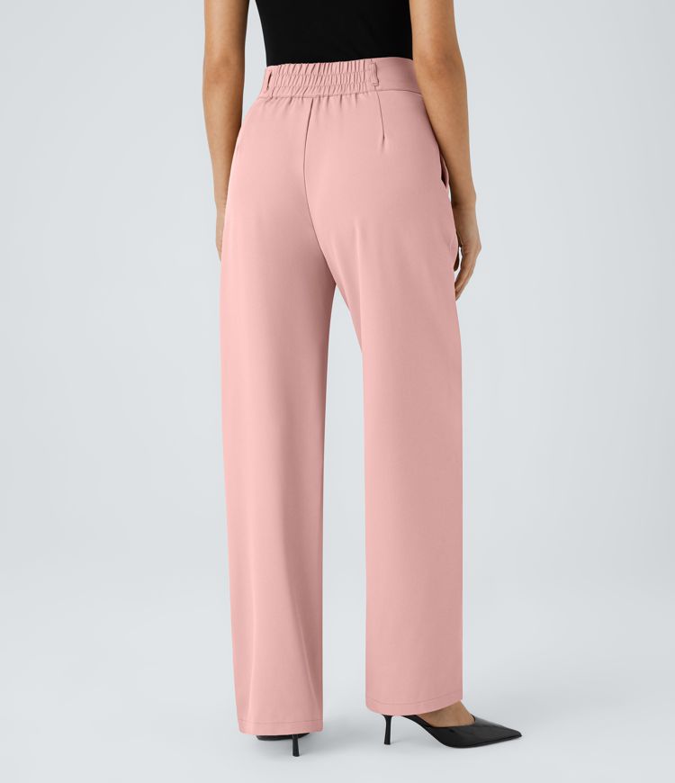 Halara Flex™ High Waisted Zipper Pocket Shirred Straight Leg Work Pants