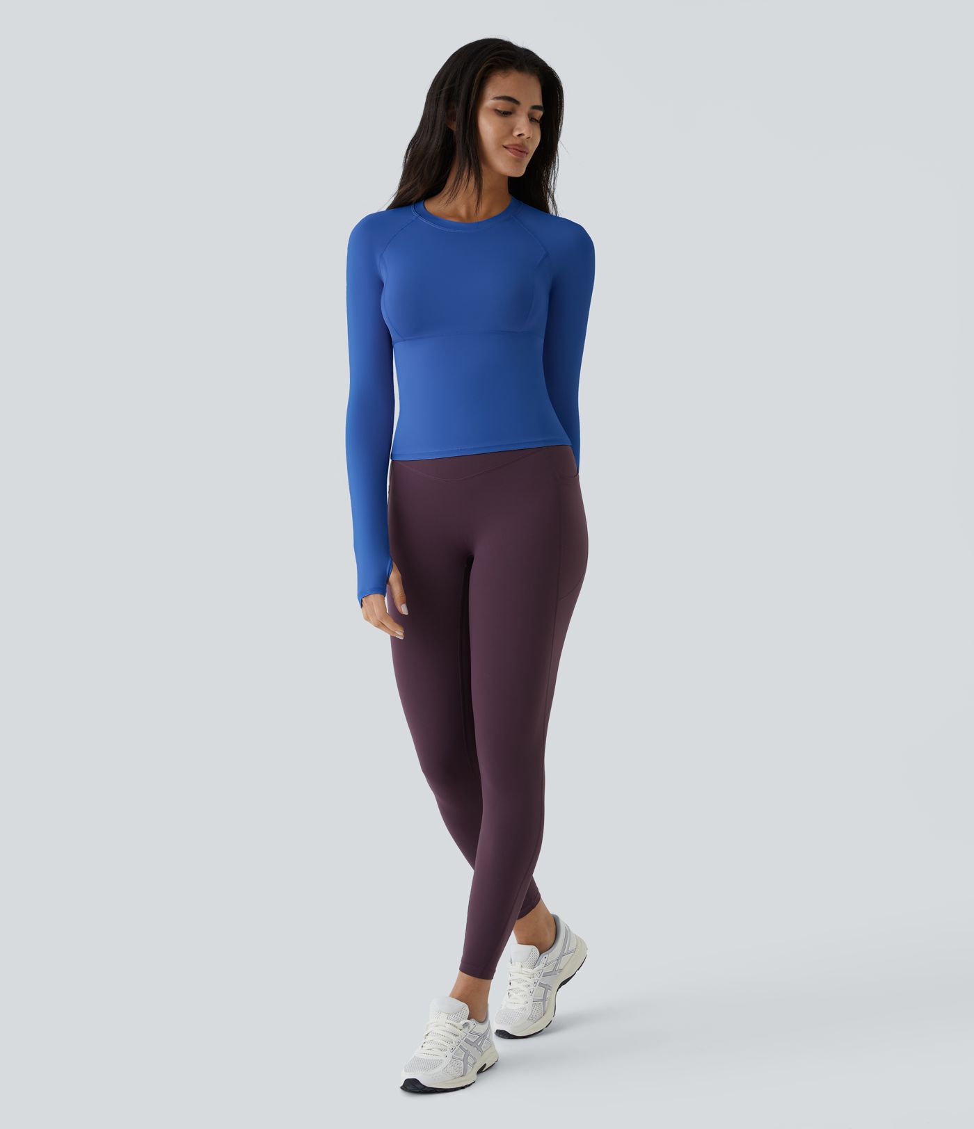 Solid Thumb Hole Yoga Sports Top