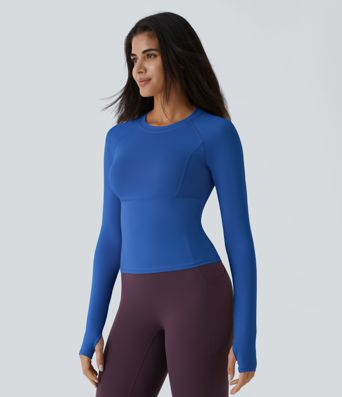 Solid Thumb Hole Yoga Sports Top