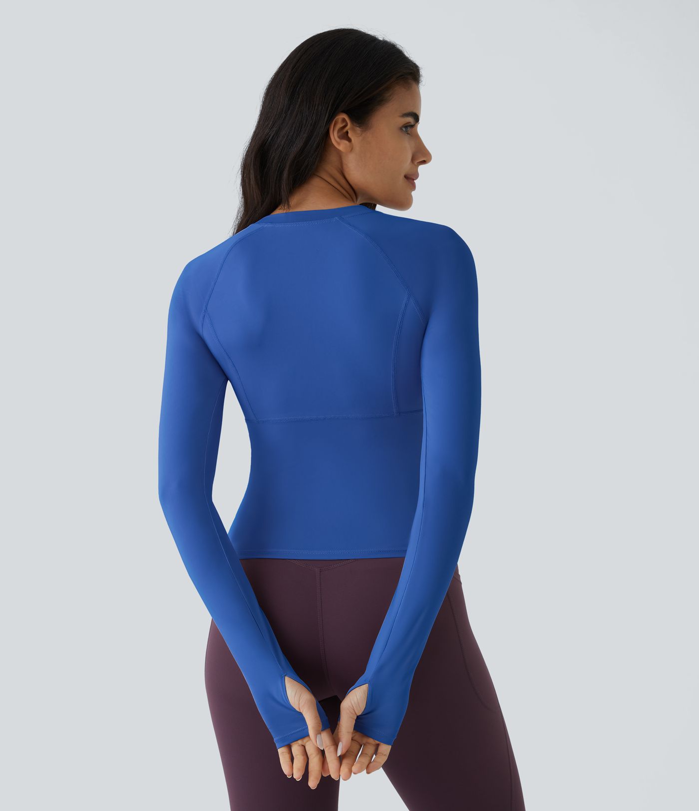 Solid Thumb Hole Yoga Sports Top