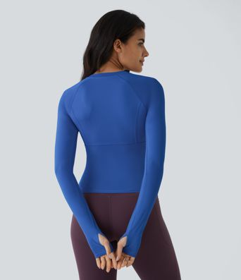 Solid Thumb Hole Yoga Sports Top