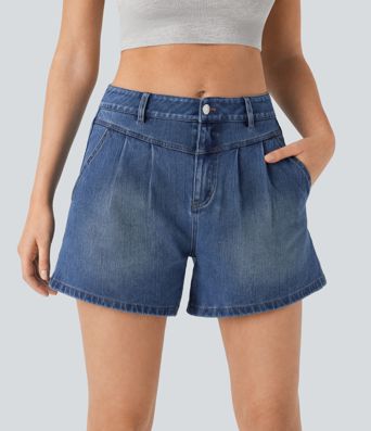 Halara Flex™ High Waisted Washed Denim Casual Shorts with Pockets