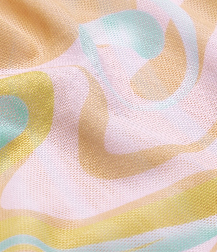 Geometric Print Tie Back Side Drawstring 3-Piece Swimsuit