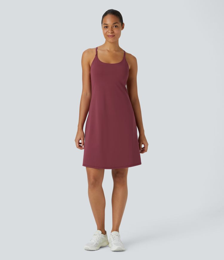 Softlyzero™ Airy Backless Cut Out Adjustable Strap 2-in-1 Pocket Cool Touch Longer Yoga Active Dress-Easy Peezy Edition-UPF50+