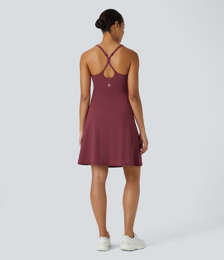 Softlyzero™ Airy Backless Cut Out Adjustable Strap 2-in-1 Pocket Cool Touch Longer Yoga Active Dress-Easy Peezy Edition-UPF50+
