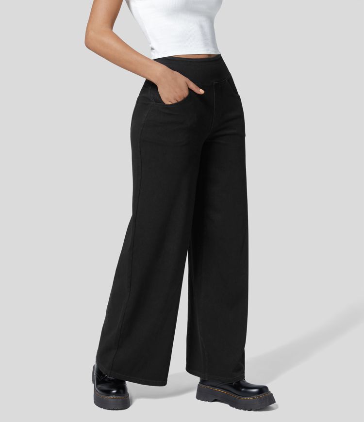 Halara Flex™ High Waisted Pockets Wide Leg Loose Work Jeans