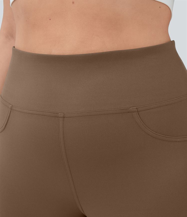 High Waisted Back Pocket Flare Yoga Plus Size Leggings