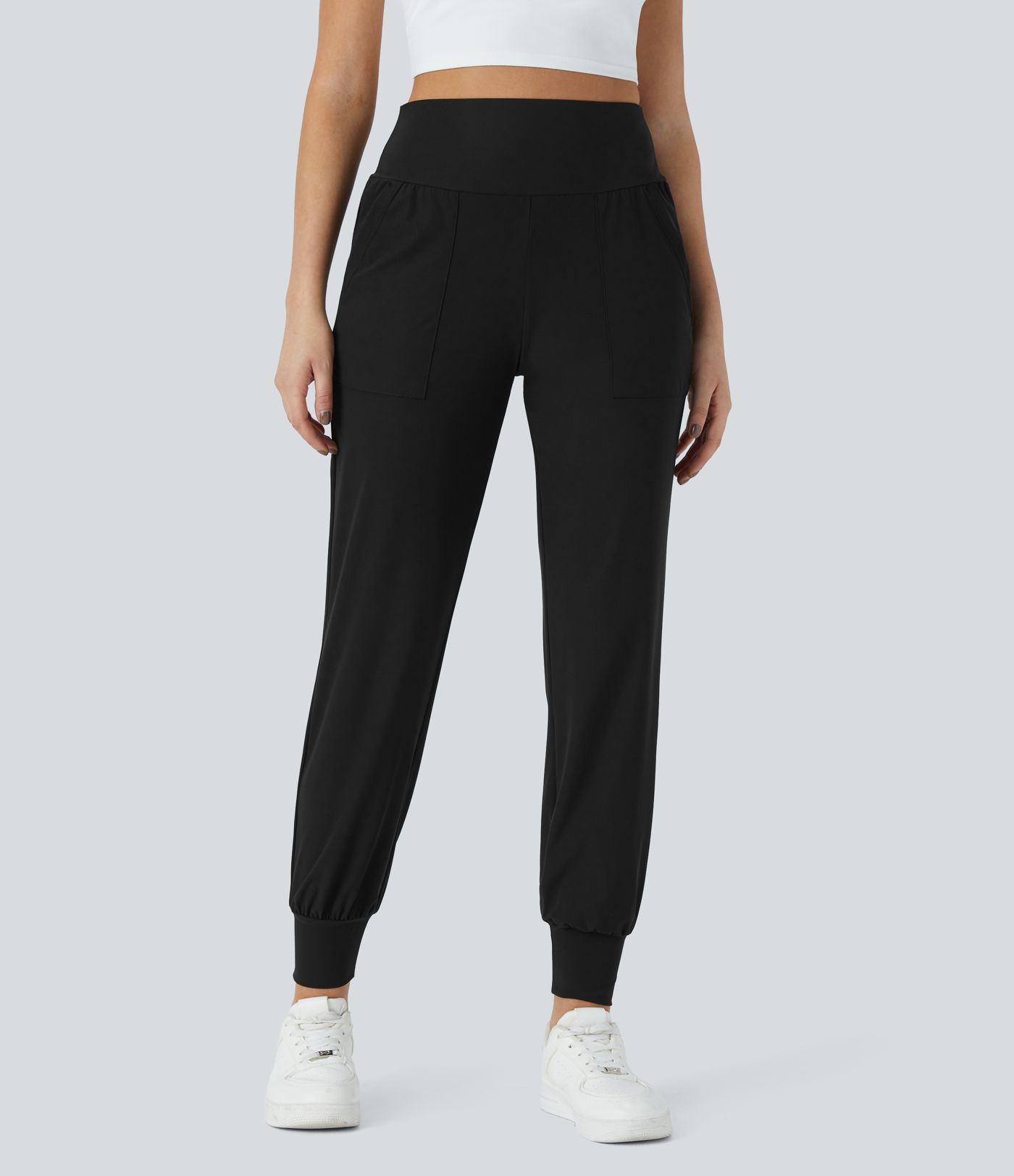 High Waist Solid Side Pocket Yoga Jogger