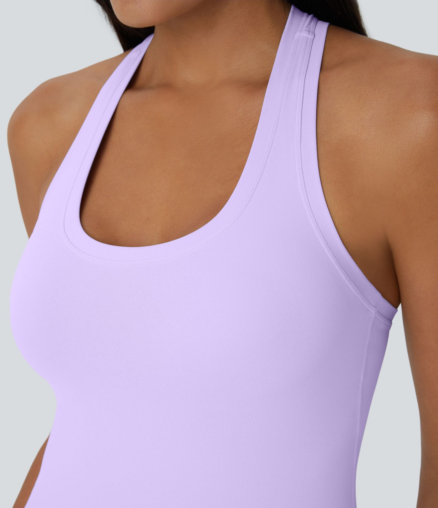 Solid Stretchy U Neck Racerback Workout Tank Top