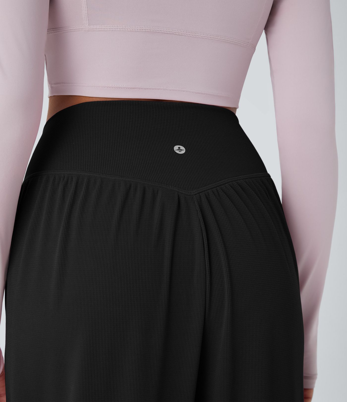 High Waisted Crossover Pocket Waffle Yoga Joggers