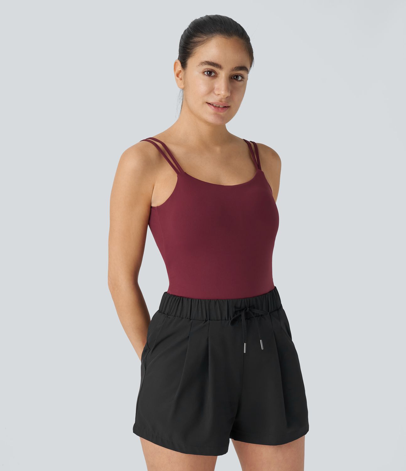 Double Strap Backless Twist Yoga Bodysuit