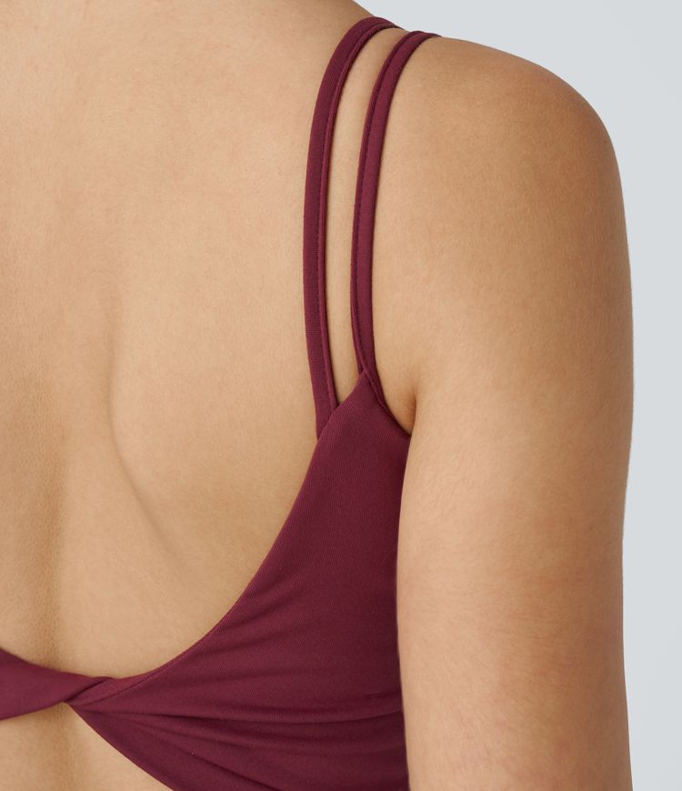 Double Strap Backless Twist Yoga Bodysuit