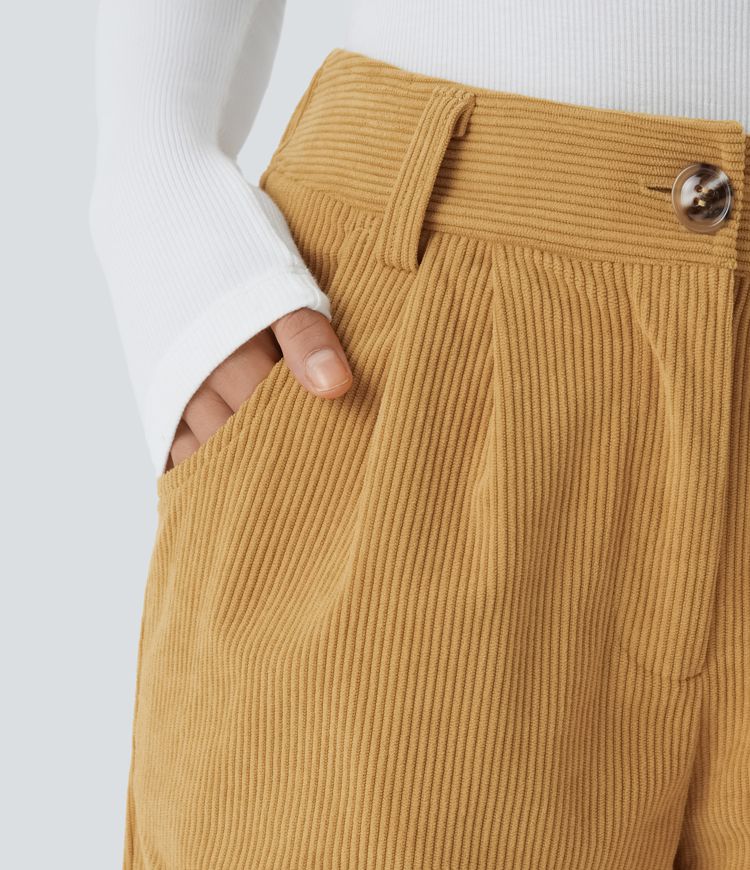 Lässige Cordhose mit mittelhohem Bund, Reißverschluss und Seitentaschen