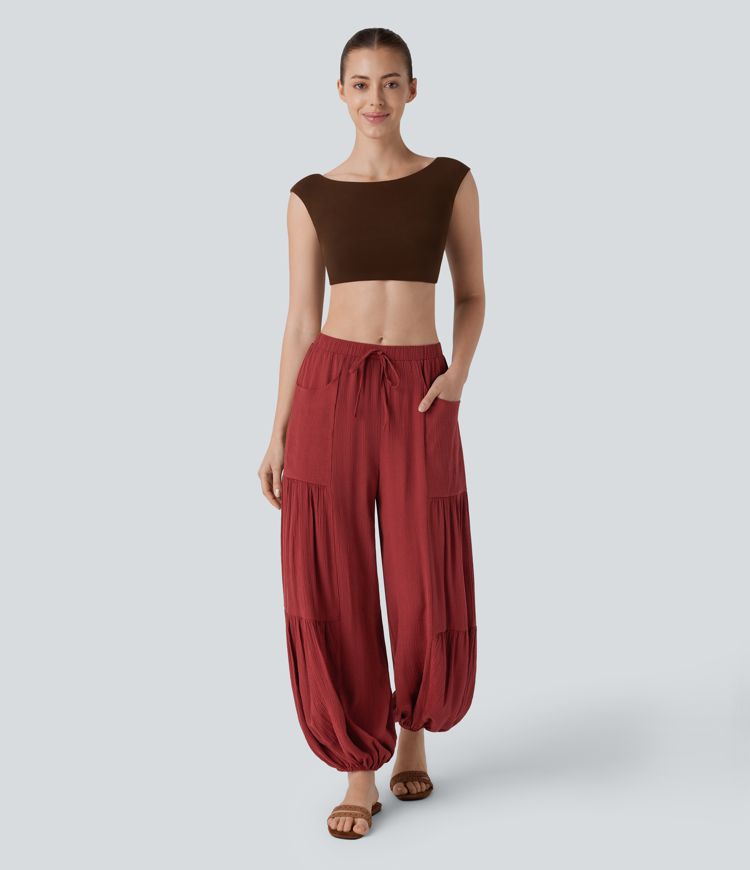 Mid Rise Drawstring Pocket Relax Joggers