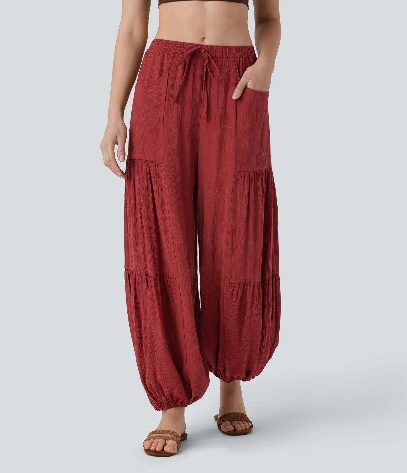 Mid Rise Drawstring Pocket Relax Joggers