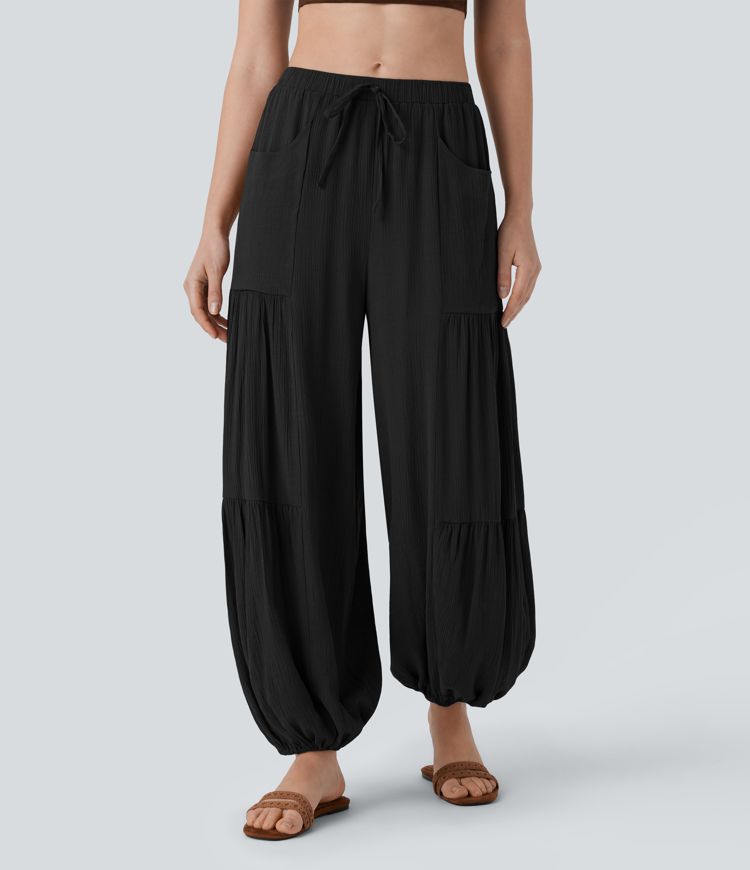 Mid Rise Drawstring Pocket Relax Joggers