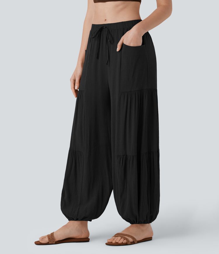 Mid Rise Drawstring Pocket Relax Joggers