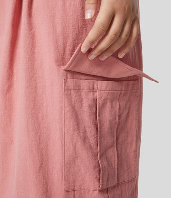 Pantalon Palazzo Fluide à Taille Haute avec Plis et Multiples Poches, Style Décontracté, Aspect Lin