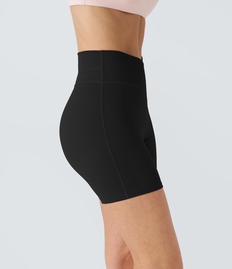 Softlyzero™ Plush High Waisted Crossover Ruched Yoga Shorts 5''