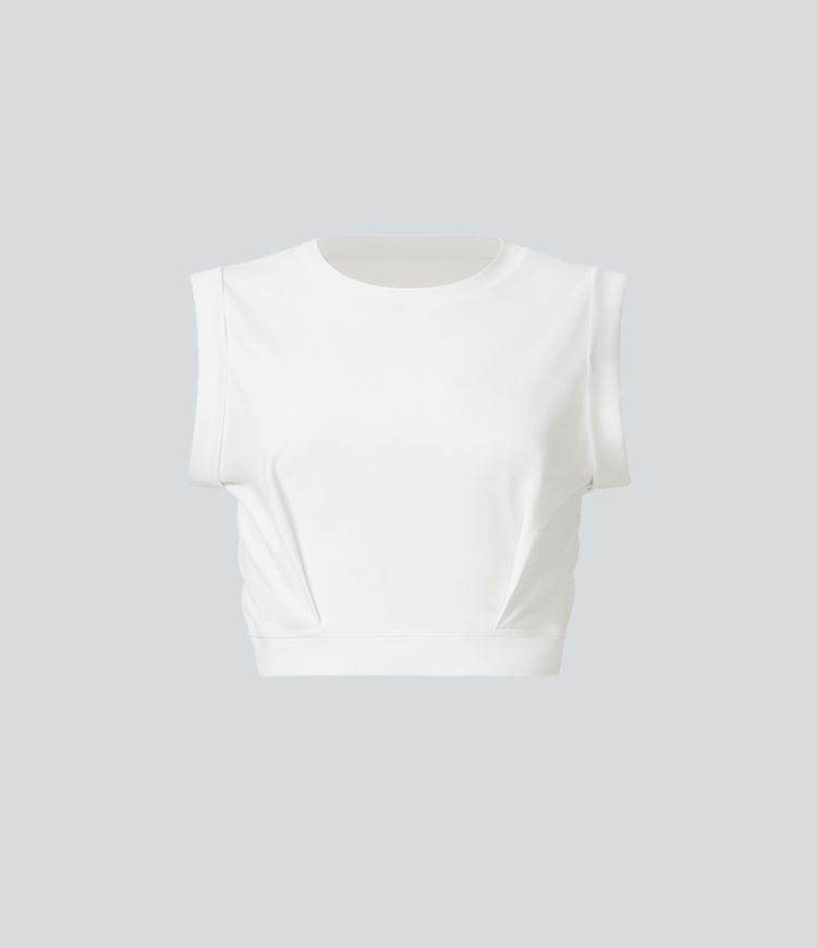 Crew Neck Sleeveless Cropped Yoga Tank Top