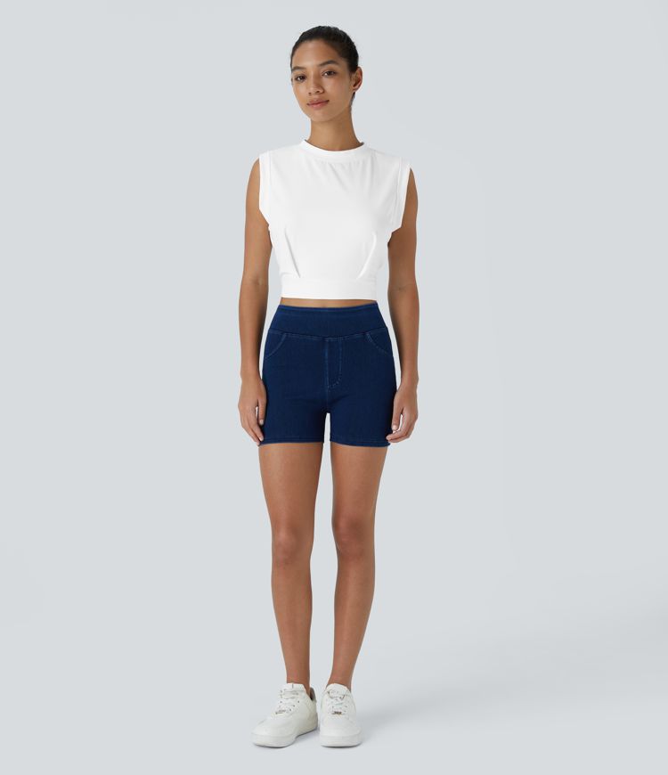 Crew Neck Sleeveless Cropped Yoga Tank Top